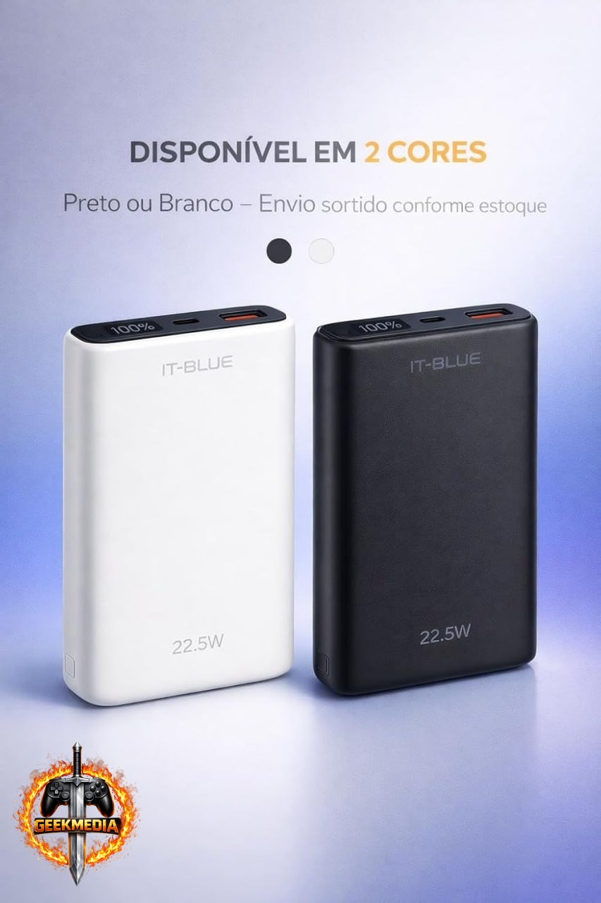 Power Bank 10000 mAh Turbo 22,5W com Display LED
