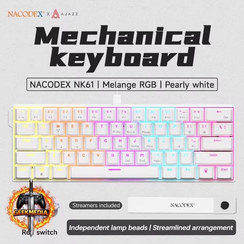 Teclado Mecânico Ajazz X Nacodex NK61, Switch Red