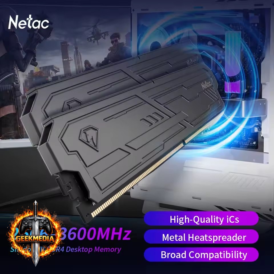 Memória RAM Netac Shadow II DDR4 16GB (2x8GB) 3200MHz