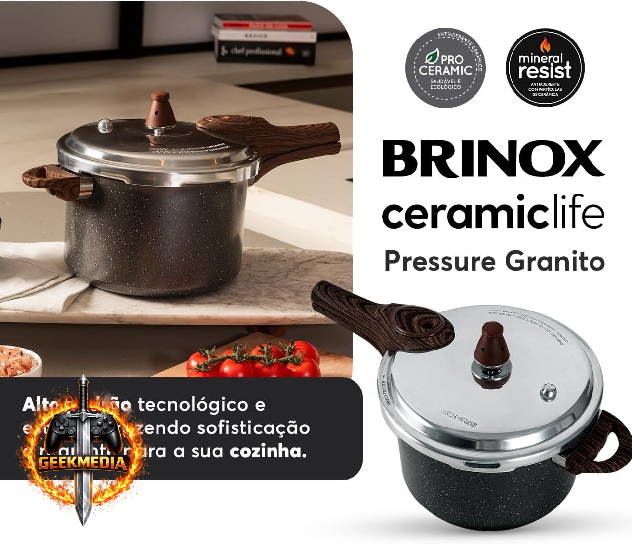 Panela de Pressão Brinox Ceramic Life 6,8L