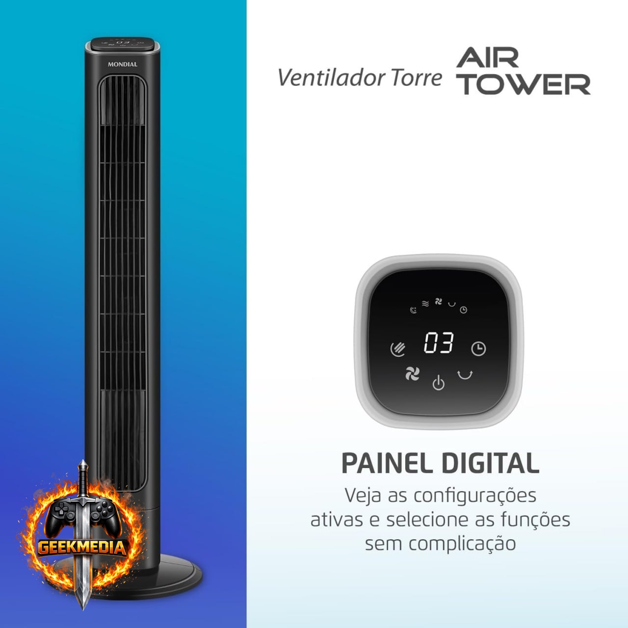 Ventilador Torre Mondial Air Tower - 45W - Preto