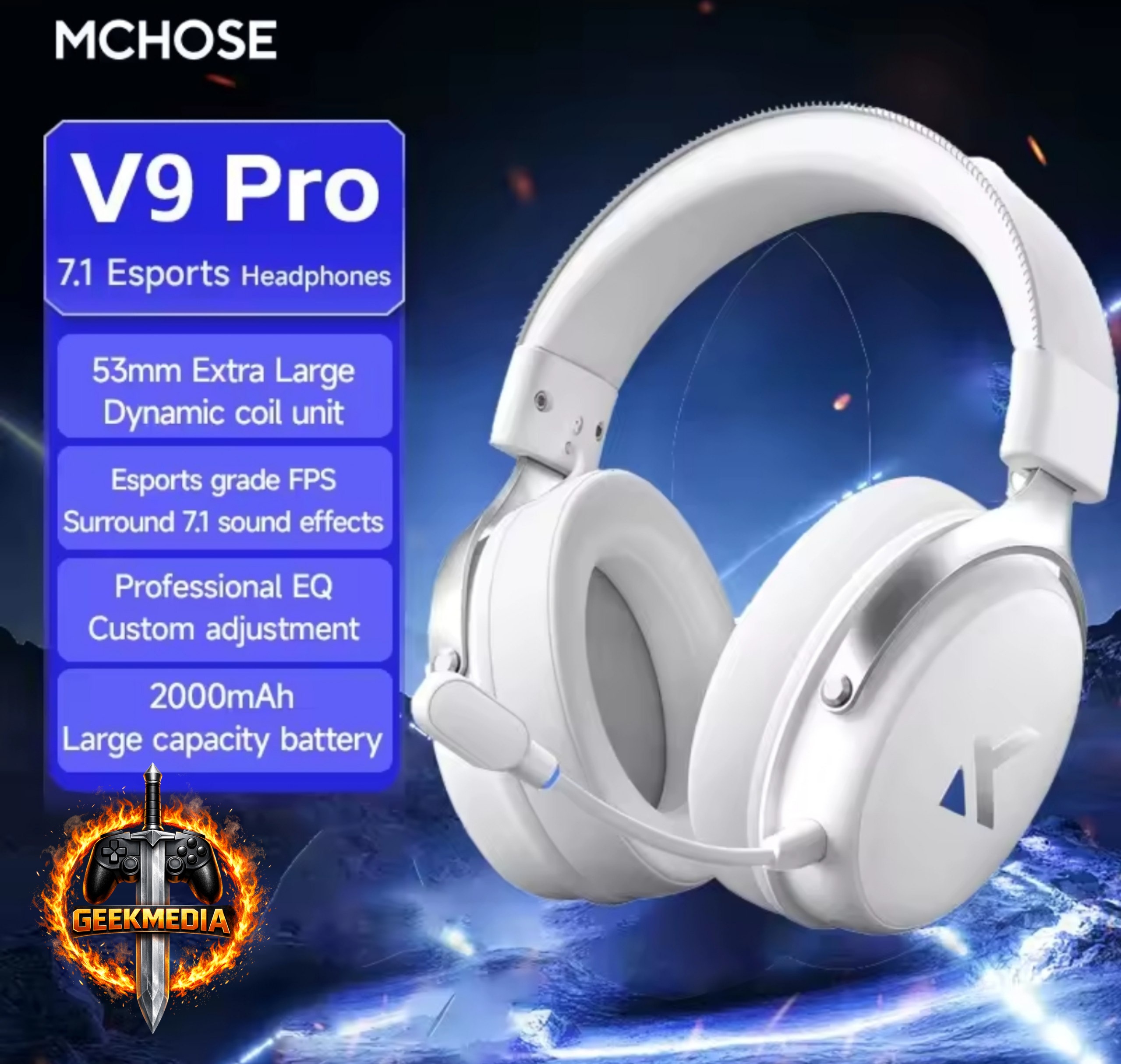 Headset MCHOSE V9 Pro sem fio