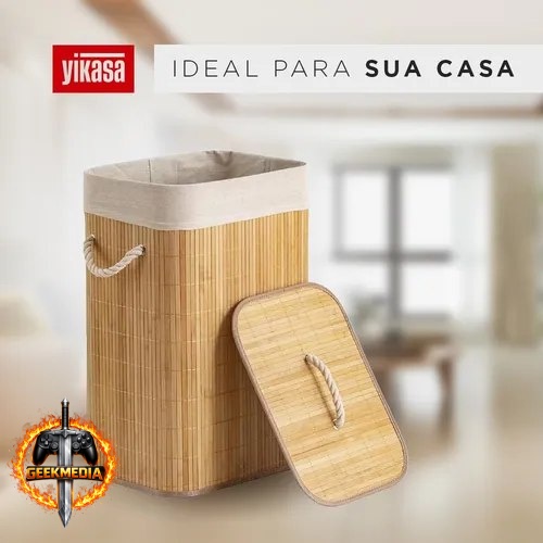 Cesto De Roupas De Bambu 70 Litros Yikasa