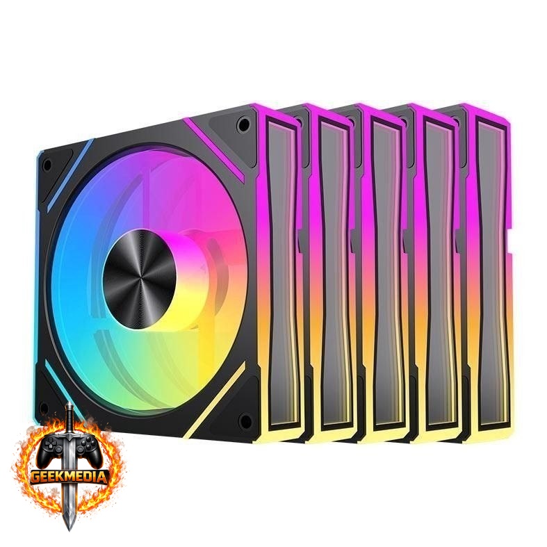 Kit Ventoinhas Acegeek Silverline, ARGB, 5x120mm, Preto