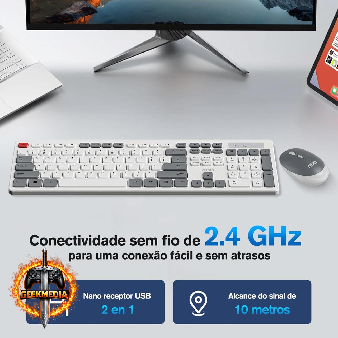 Combo Teclado e Mouse sem Fio AOC KM600
