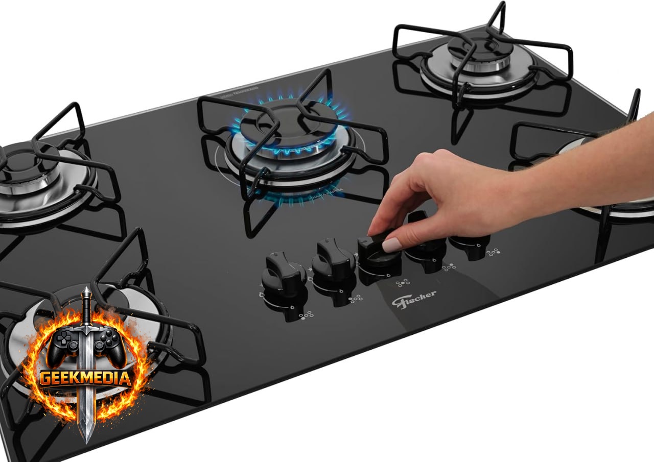 Fischer Cooktop 5 Bocas FIT LINE - Vidro Preto - Bivolt