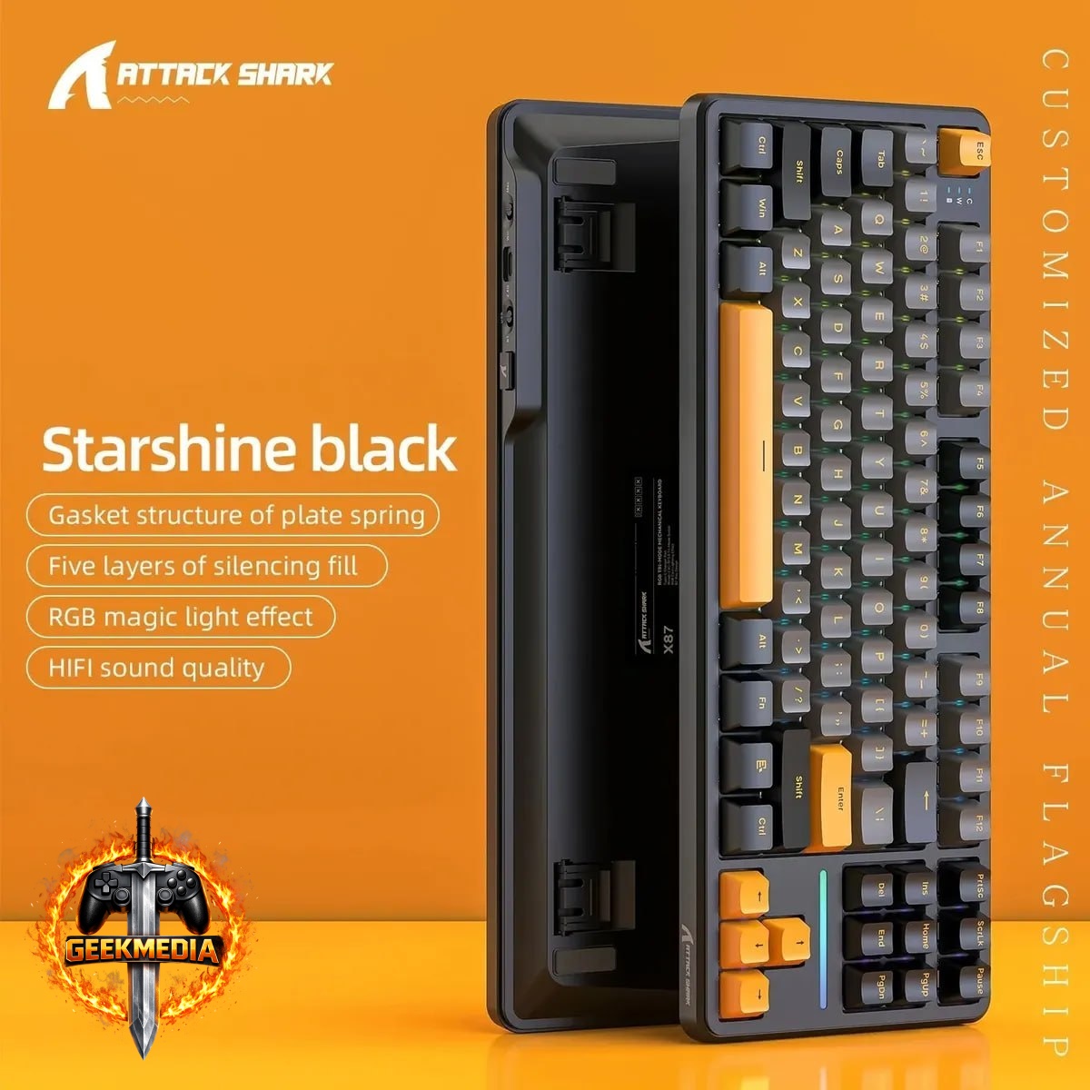 Teclado Mecânico Gamer Sem Fio Attack Shark X87