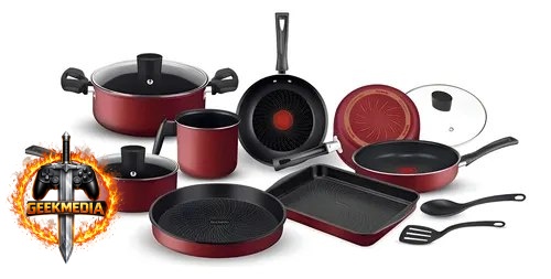 Conjunto de Panelas Rochedo Limpa Fácil 10 Peças Vermelho