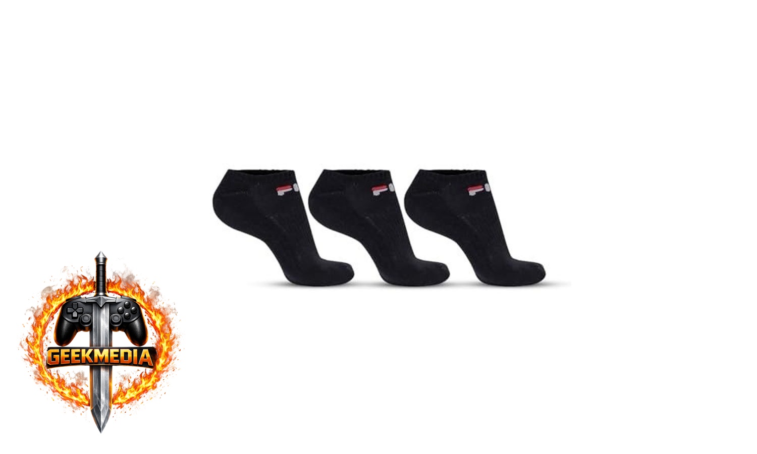 Meia Tripack Unisex Fila Cano Curto Lisa, Branco/Preto/Mescla