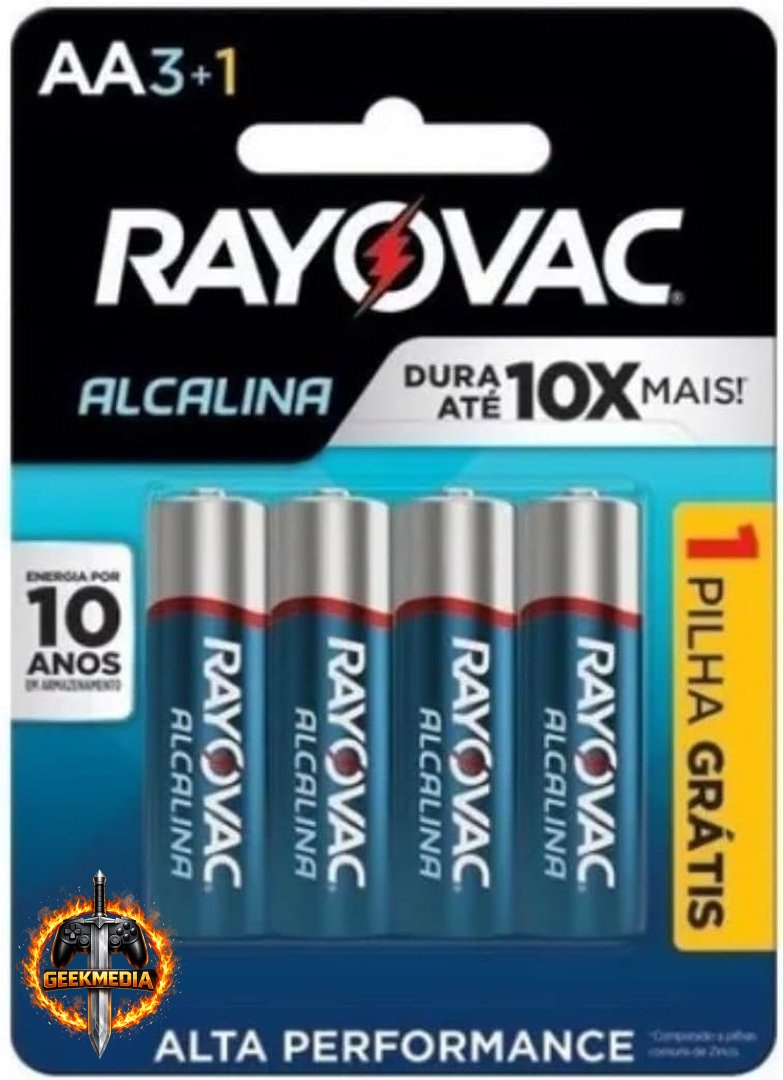 Pilha Alcalina Rayovac AA - Pacote com 4