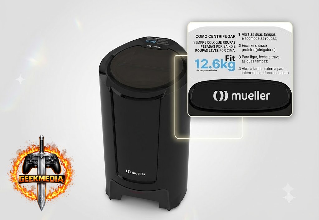 Centrífuga De Roupas Fit 12,6 Kg Preta Mueller 220v