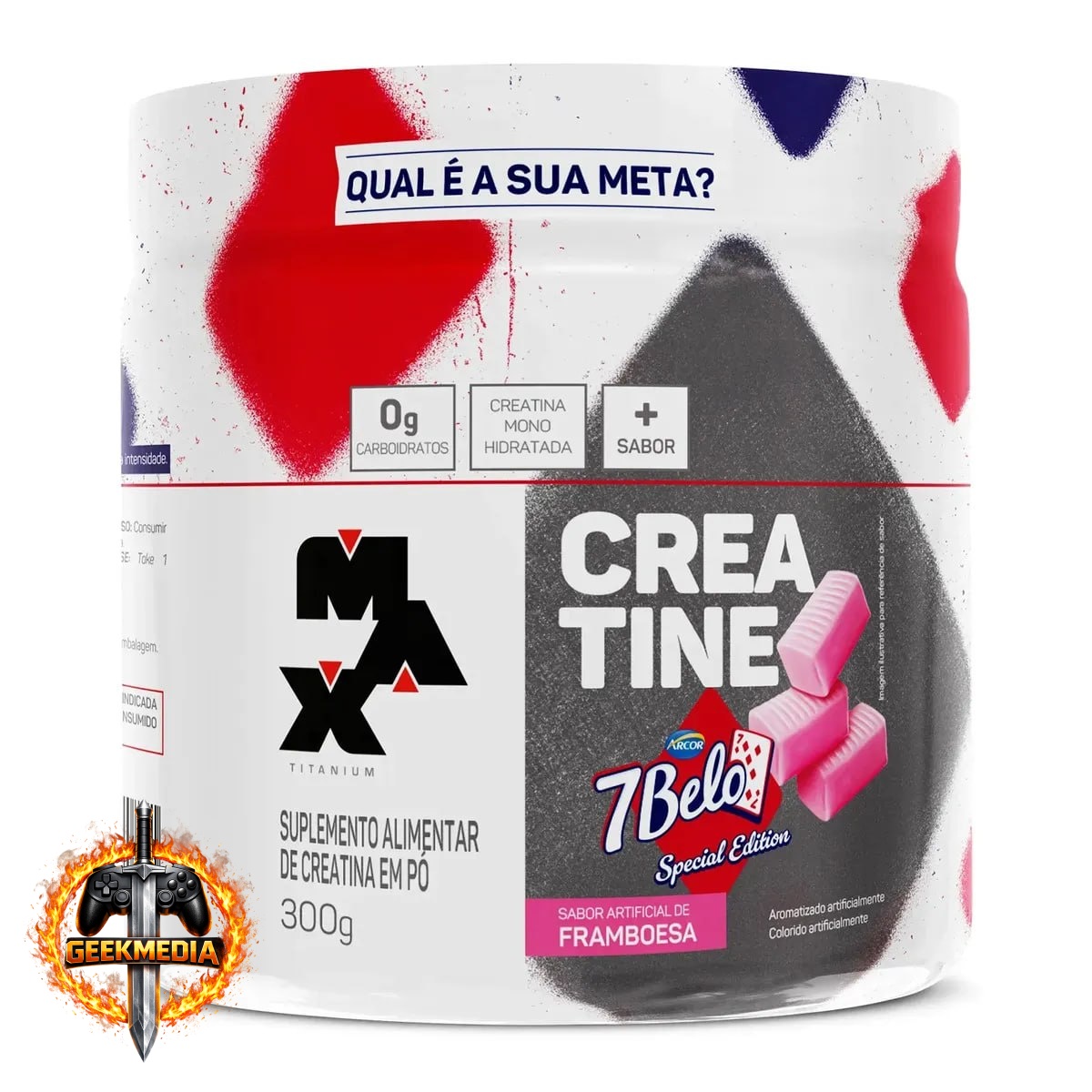 Creatina 7 Belo 300g Monohidratada Framboesa