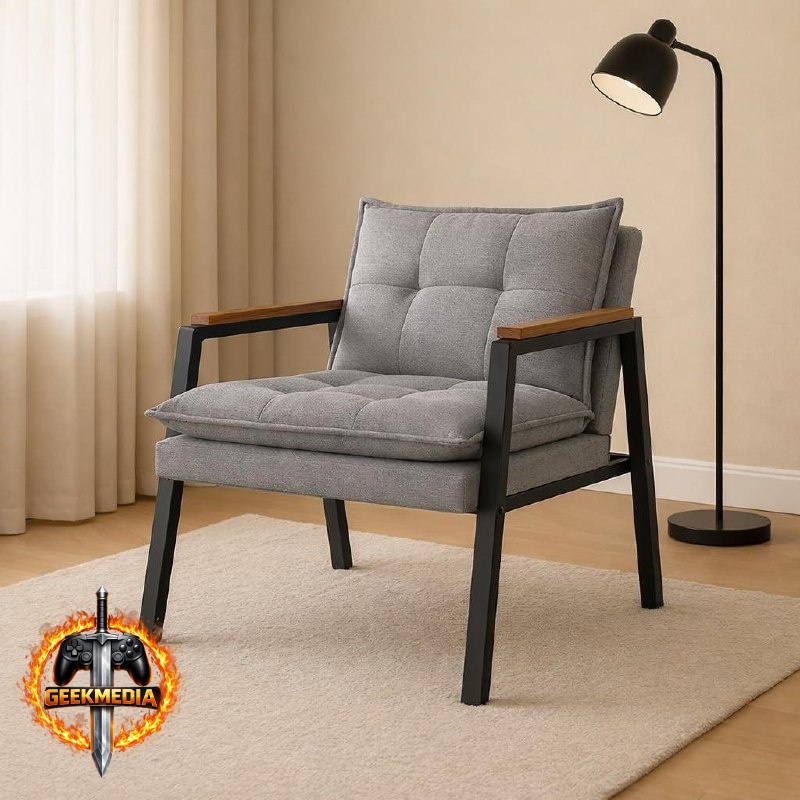 Poltrona Decorativa Grace em Linho Cinza