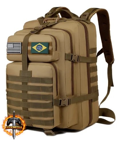 Mochila Tática Impermeável 50l Xiaobang Militar Marrom-claro