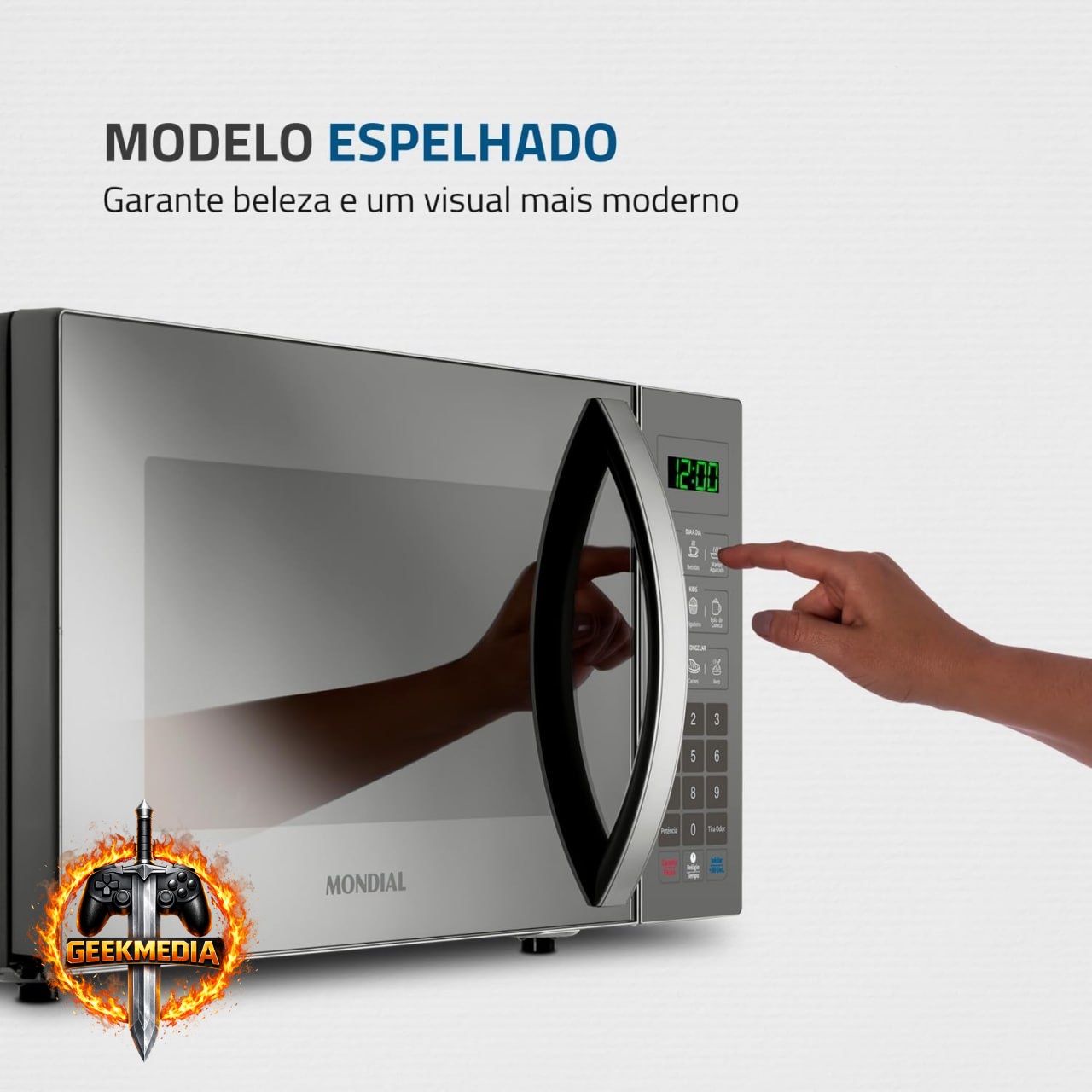 Micro-ondas Mondial 34L Espelhado 1400W - Inox