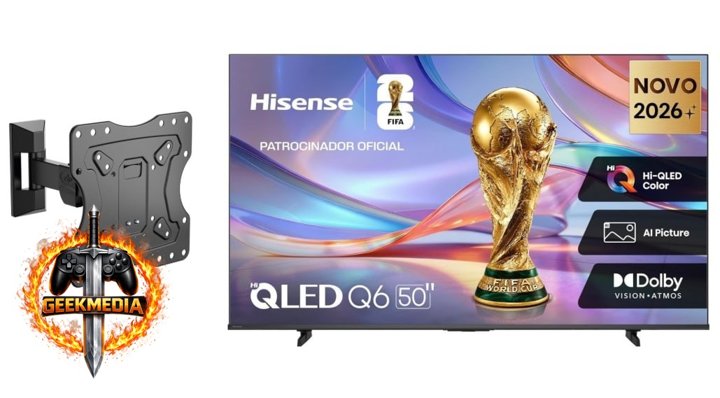 Smart TV Hisense 4K 50" 50Q6QVV  Suporte TV Elg