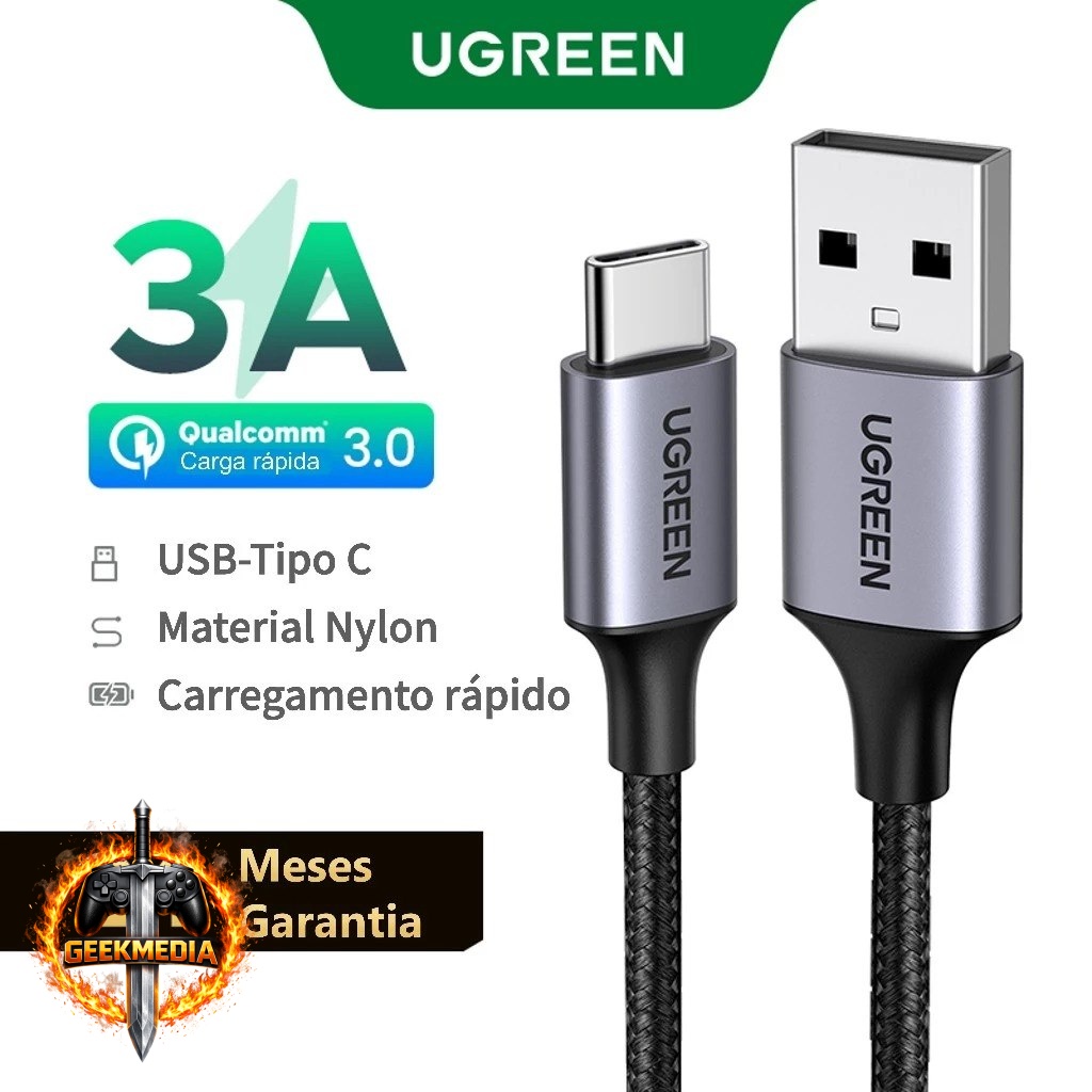 Cabo USB-C UGREEN 3A com Suporte QC 3.0