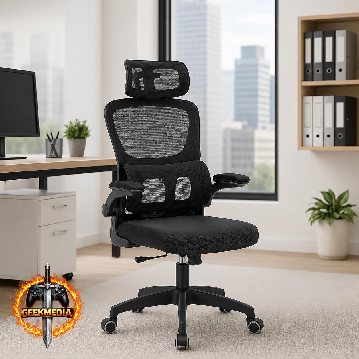 Cadeira de Escritório Suporte Lombar Ergonômico Malha Respirável Mesh