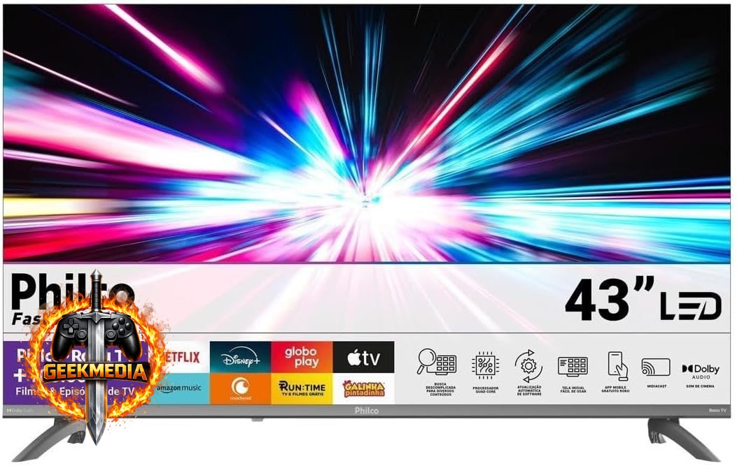Smart TV Philco 43" Roku TV HDR10 Dolby Áudio