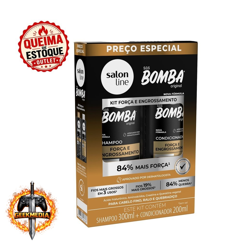 Kit Shampoo 300ml Condicionador 200ml SOS Força