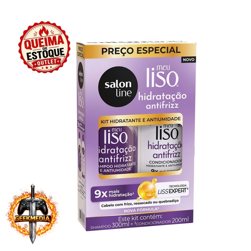 Kit Shampoo 300ml  Condicionador 200ml Meu Liso