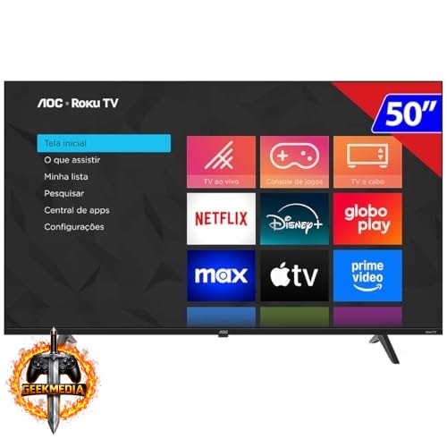 Smart TV AOC 50 Polegadas, DLED, 4K, Roku TV