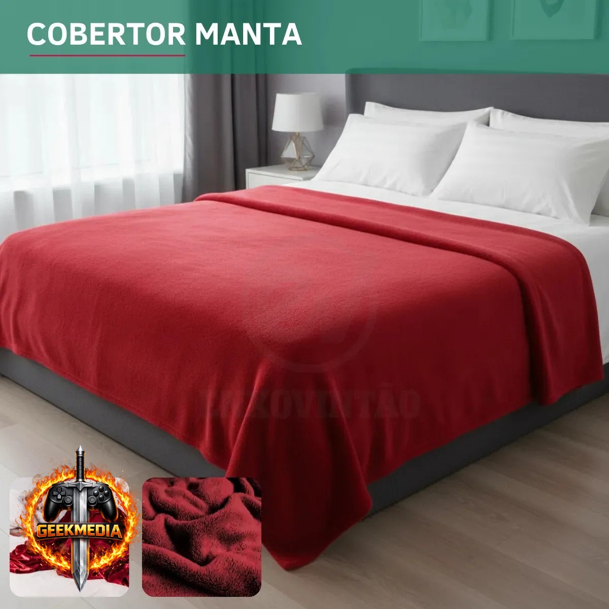 Cobertor Microfibra Soft Casal Veludo Antialérgico Vermelho