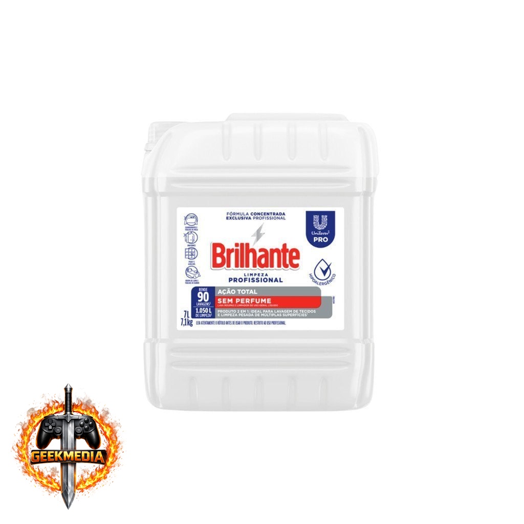 Sabão Líquido Ação Total Sem Perfume 7L Brilhante