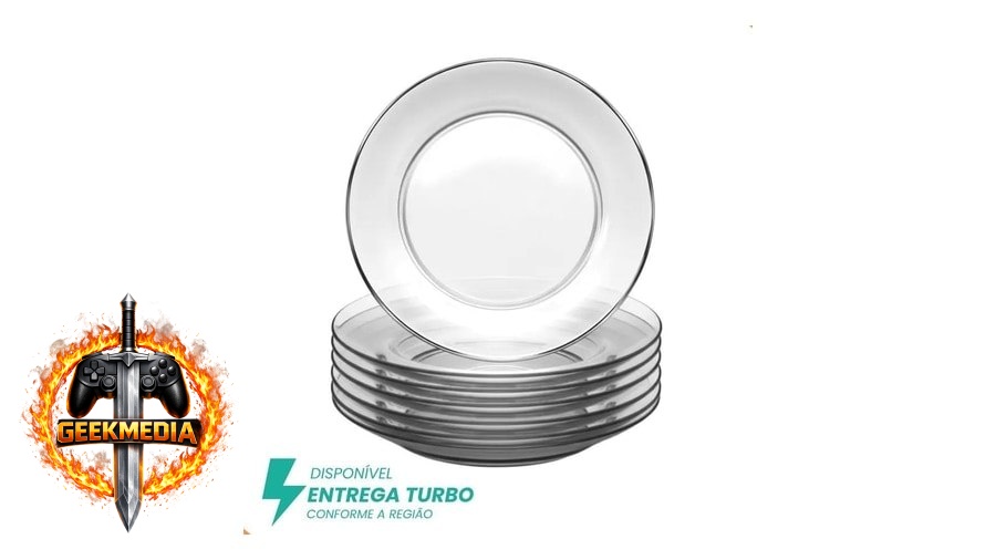 Kit 6 Pratos Fundos de Vidro 22cm
