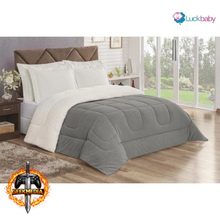 Coberdrom Casal Queen Sherpa Edredrom Pele de Carneiro