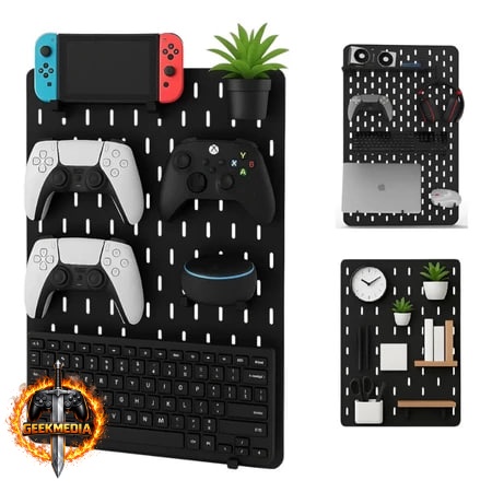 Pegboard Premium MDF Setup Gamer Home Office Preto