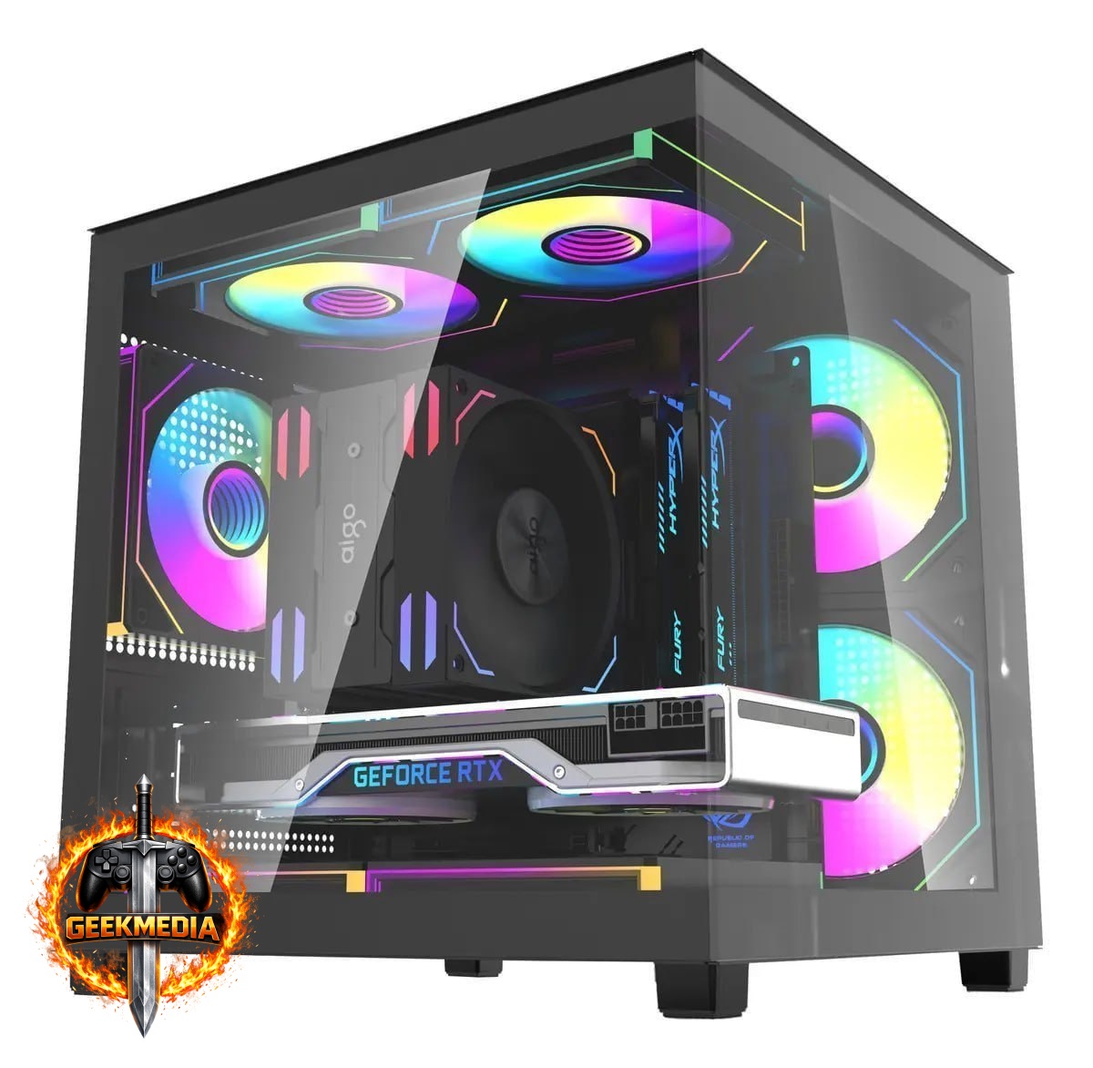 Gabinete Gamer Aquário Aigo Luna A275 C/3 Fans