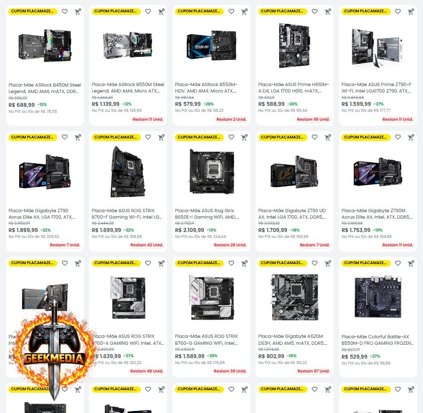 20% OFF em Placas Mãe Selecionadas