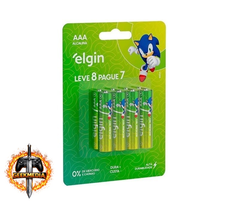 Pilha Alcalina AAA Elgin Palito - 8 Unidades