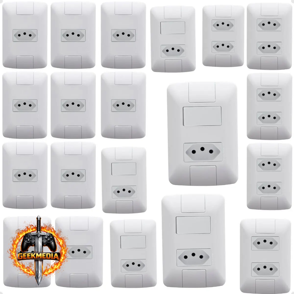 Kit 15 Tomadas Tramontina e 5 Interruptores Aria