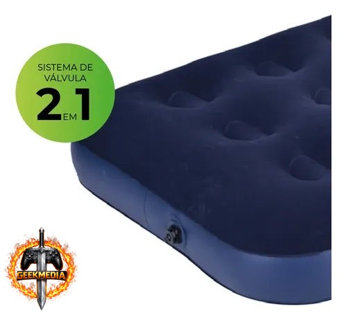 Colchão Inflável Solteiro Multiuso Aveludado O2flow