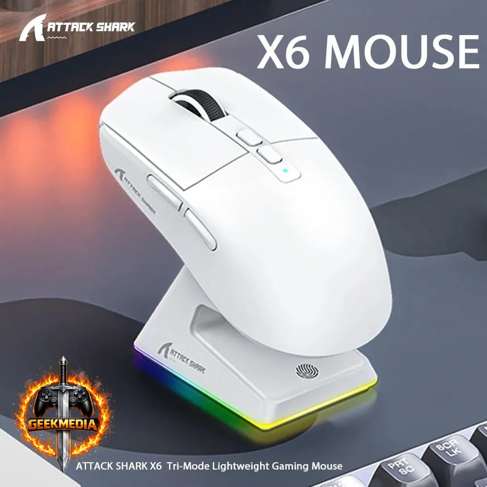 Mouse Gamer Sem Fio Attack Shark X6 Tri Mode