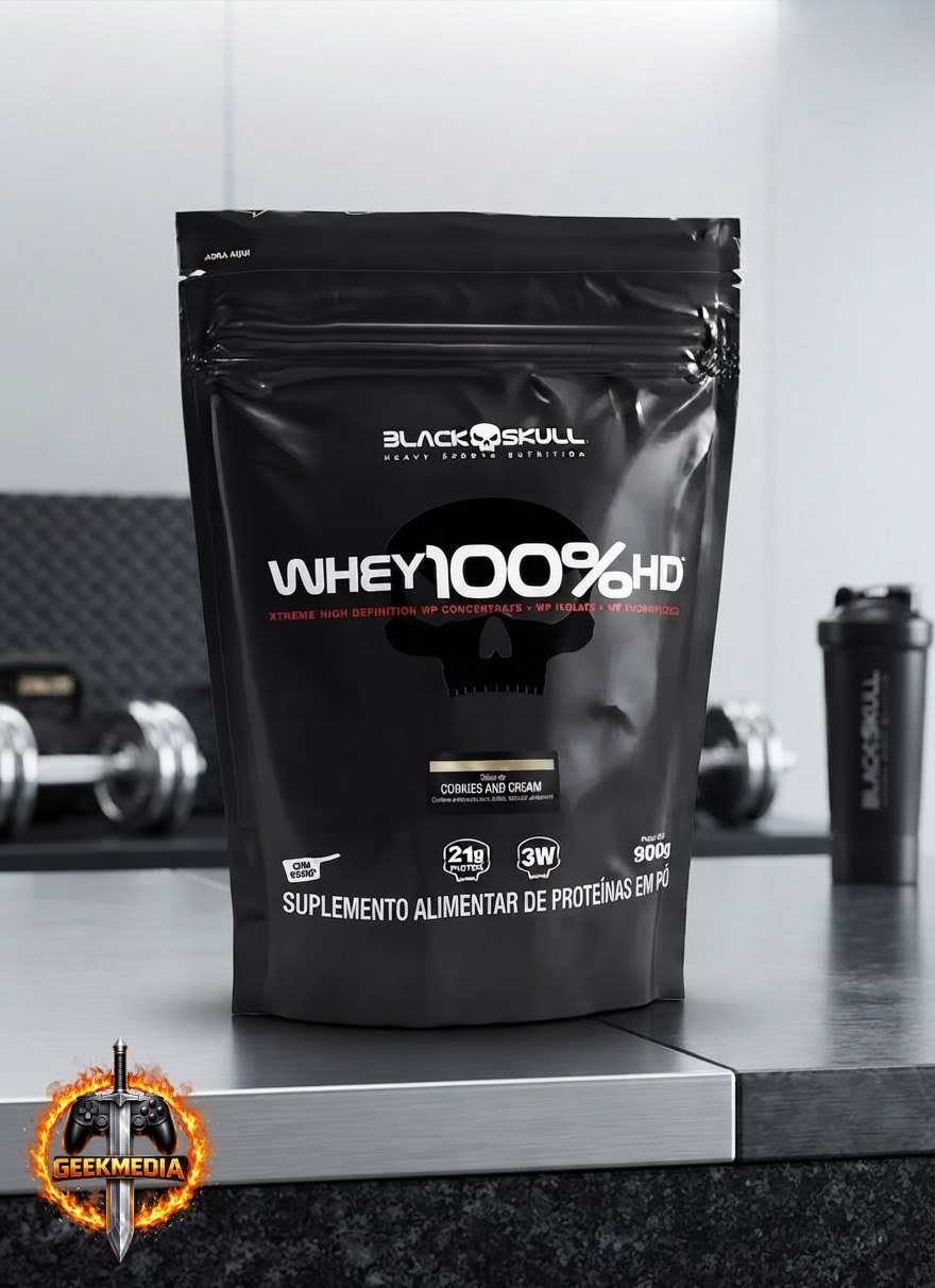 Whey 100% HD Black Skull Refil 900g Cookies