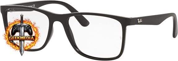 Óculos Ray-Ban Armação Retangular Preto Fosco 56