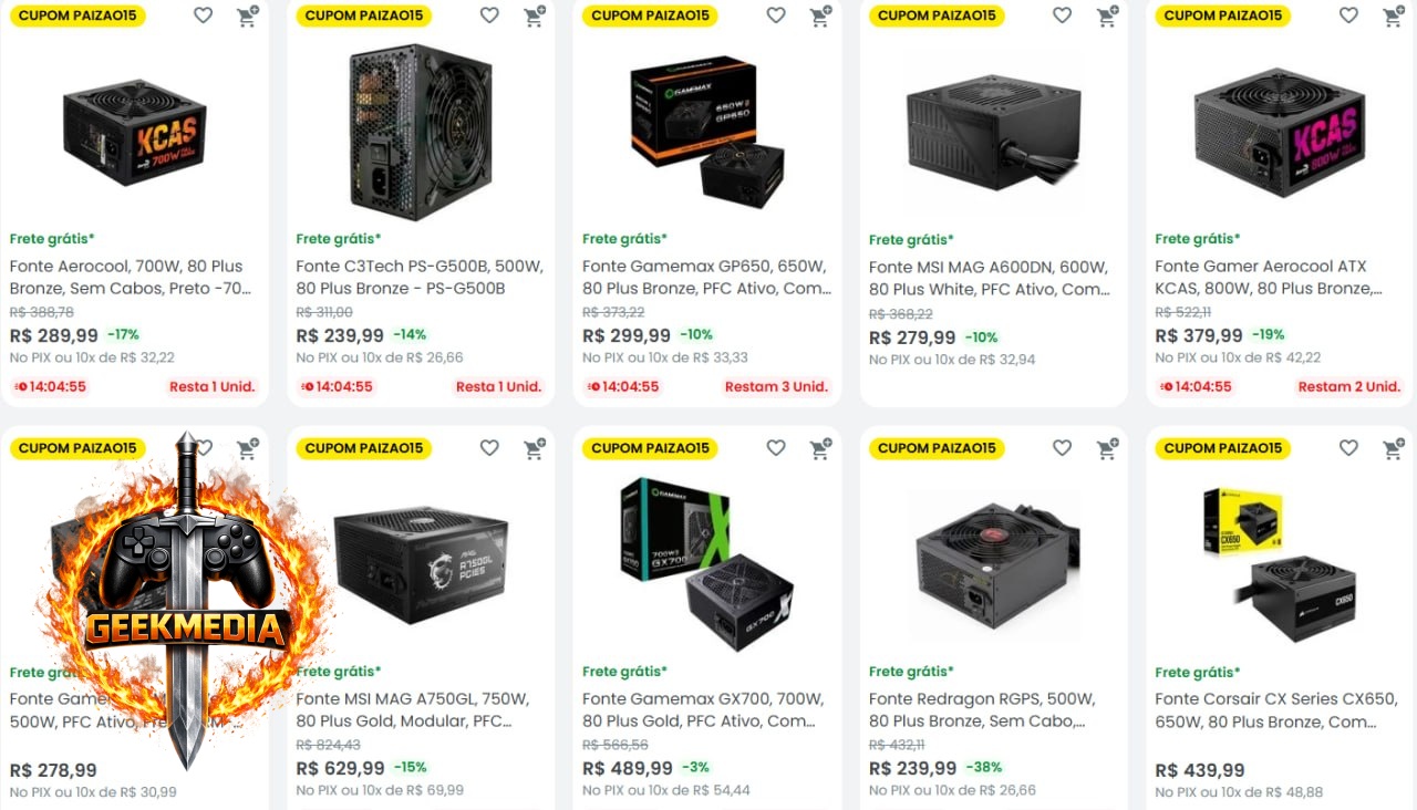 20% OFF em Fontes Selecionadas