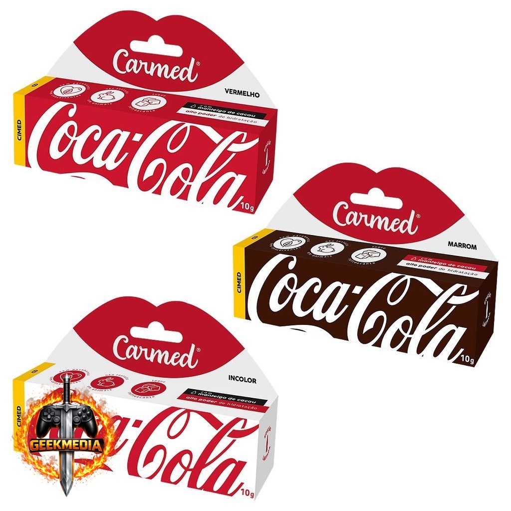 Kit 3 Hidratante Labial Carmed Coca-Cola 10g