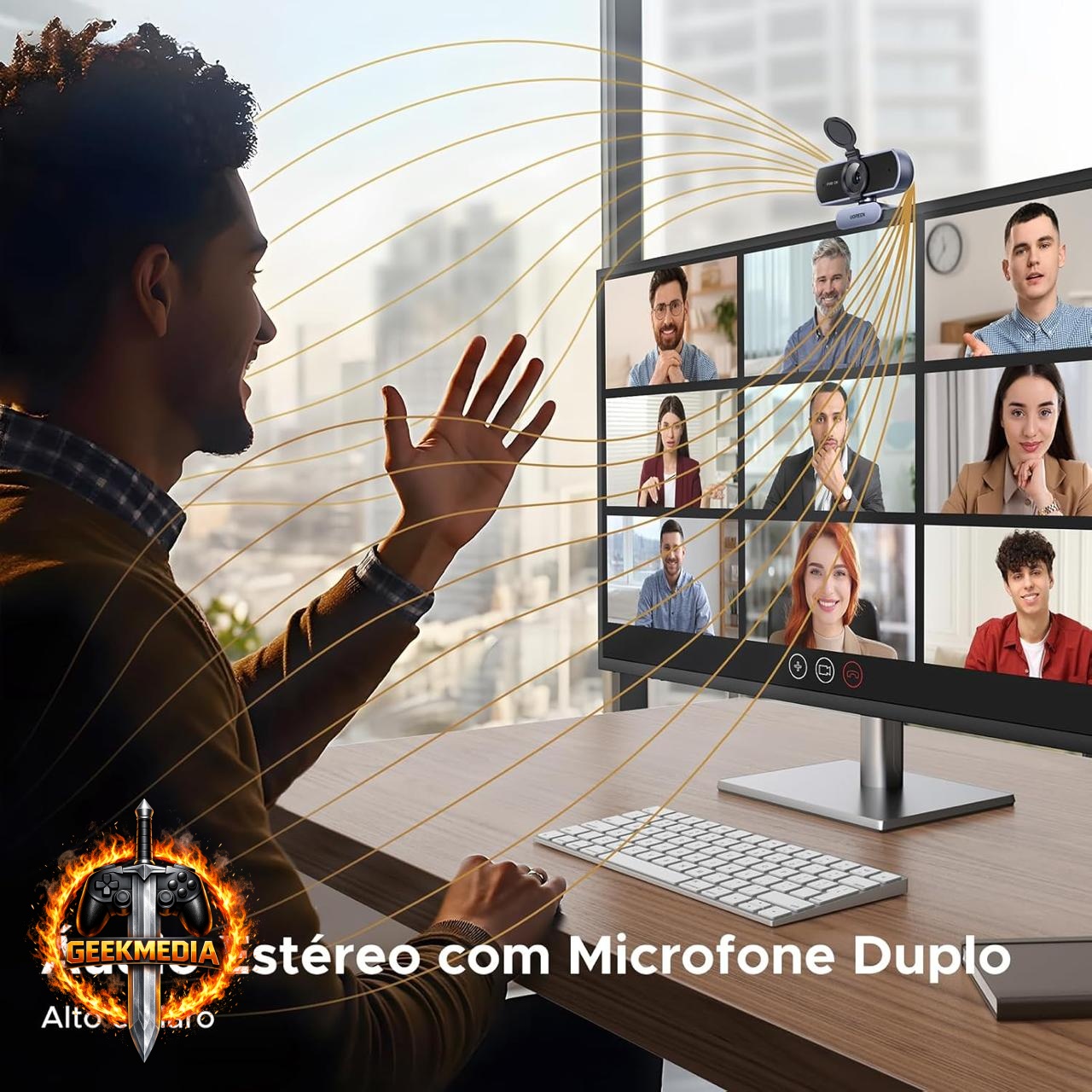 Webcam UGREEN 2K QHD com Microfone Antirruído