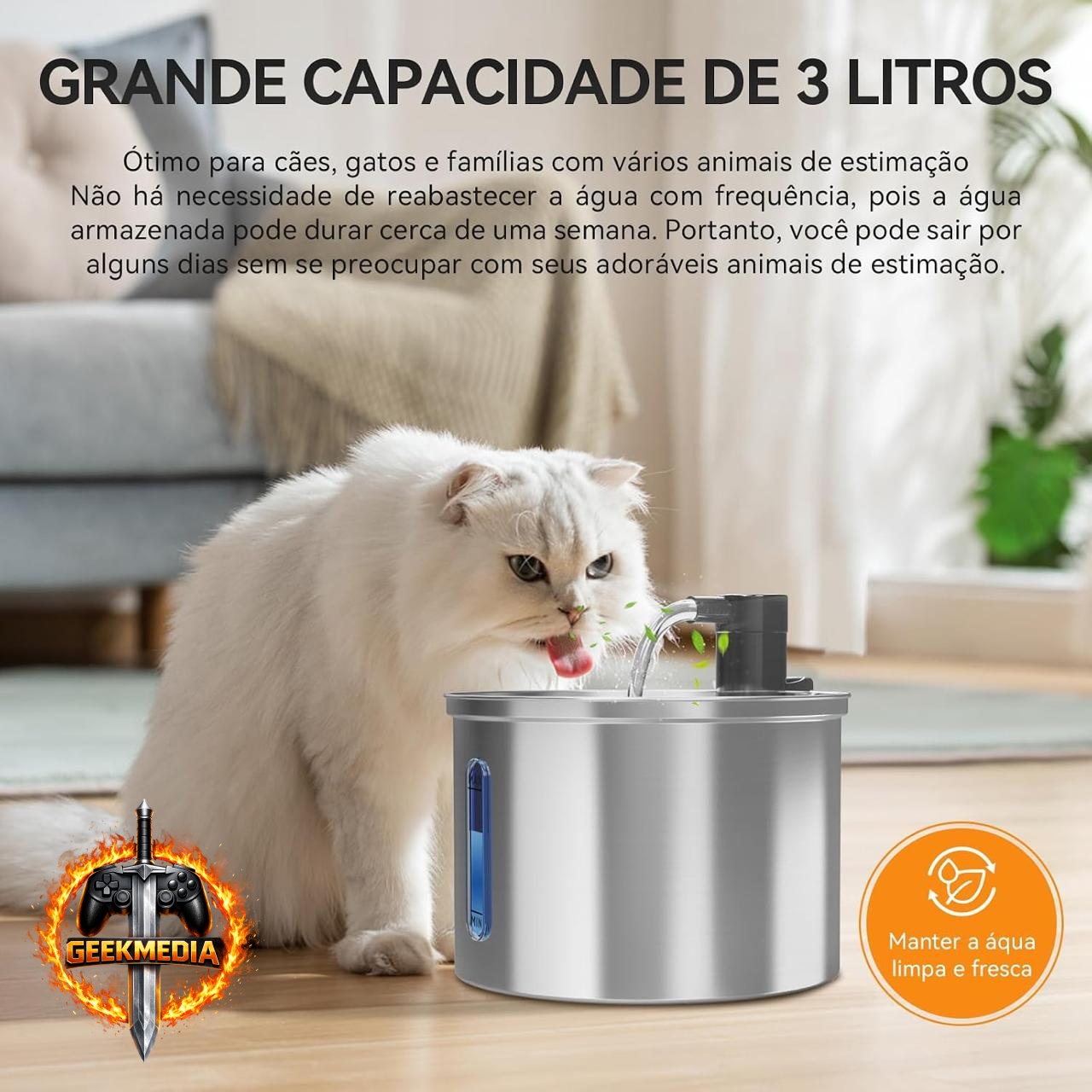 Fonte Bebedouro para Gatos 3L em Inox