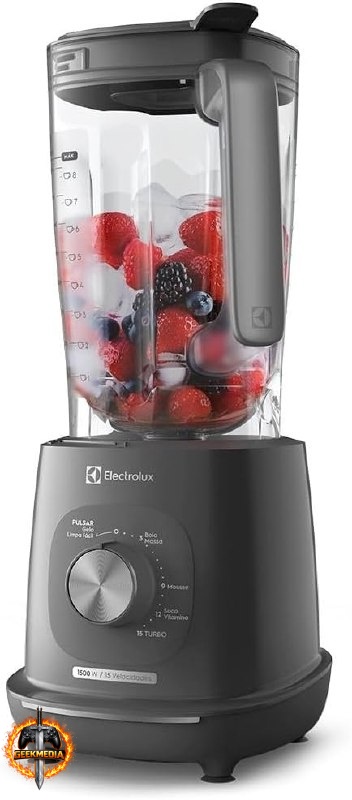 Liquidificador Electrolux 1500W 3,2L Pulsar - 15 Velocidades - Cinza