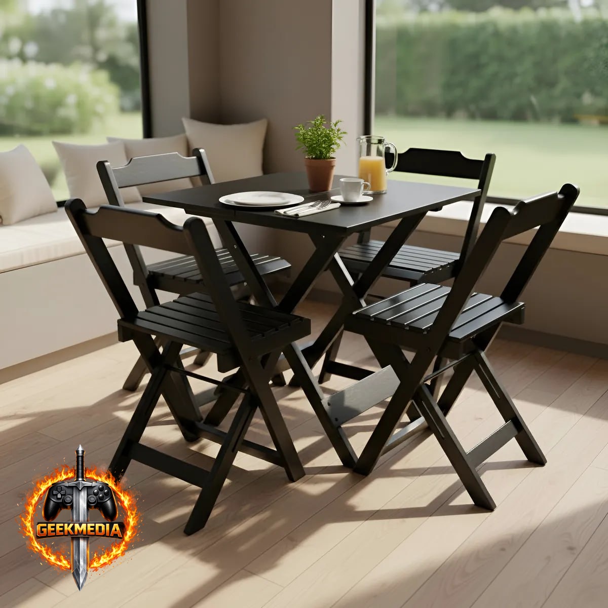 Mesa Quadrada 70x70 Cm com 4 Cadeiras