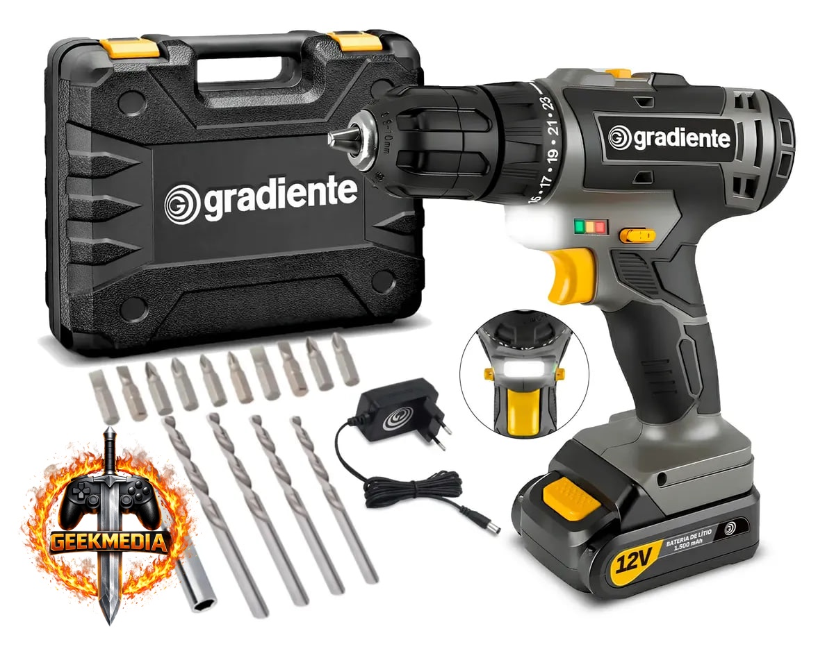 Furadeira Parafusadeira Sem Fio A Bateria 12v Com Maleta