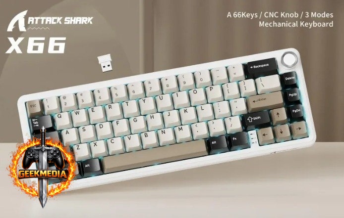 Teclado Mecânico Sem Fio Attack Shark X66
