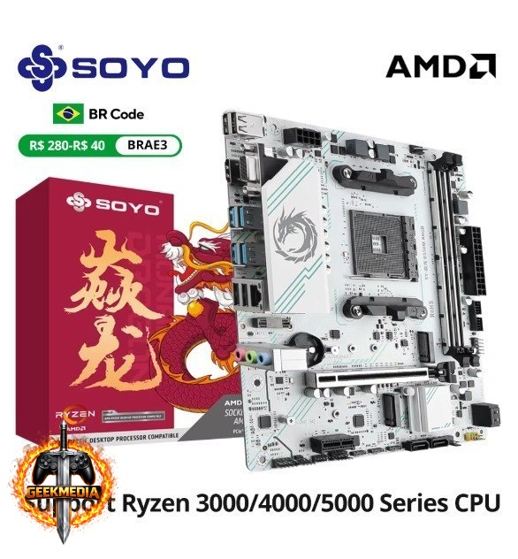 Placa Mãe B550M Soyo Dragon PCI 4.0 ARGB