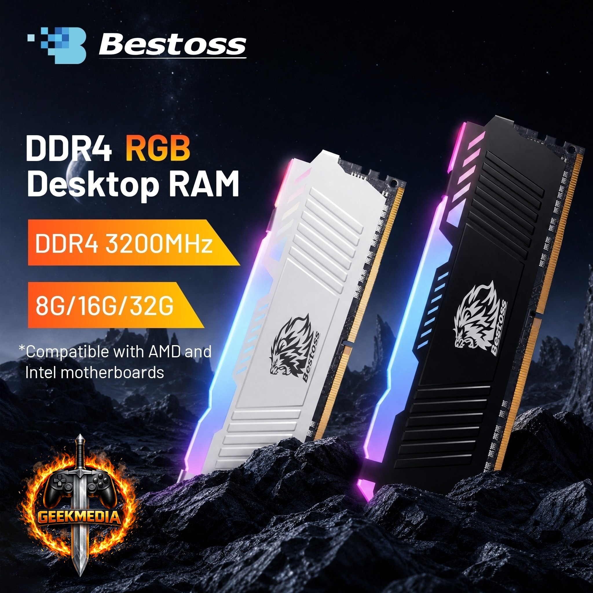 Memória Bestoss RGB DDR4 8GB 3200MHz CL18