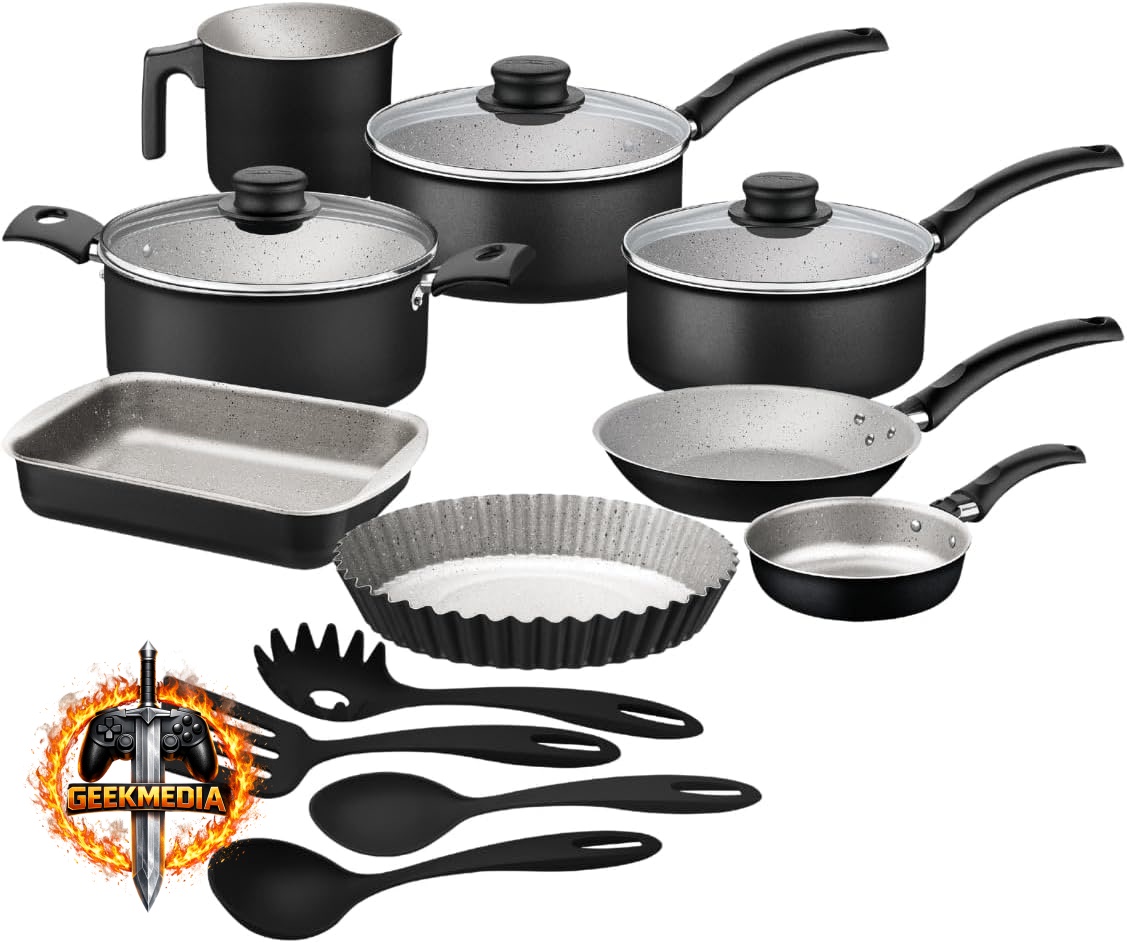 Tramontina Turim - Kit 12 Peças Panelas e Utensílios Preto